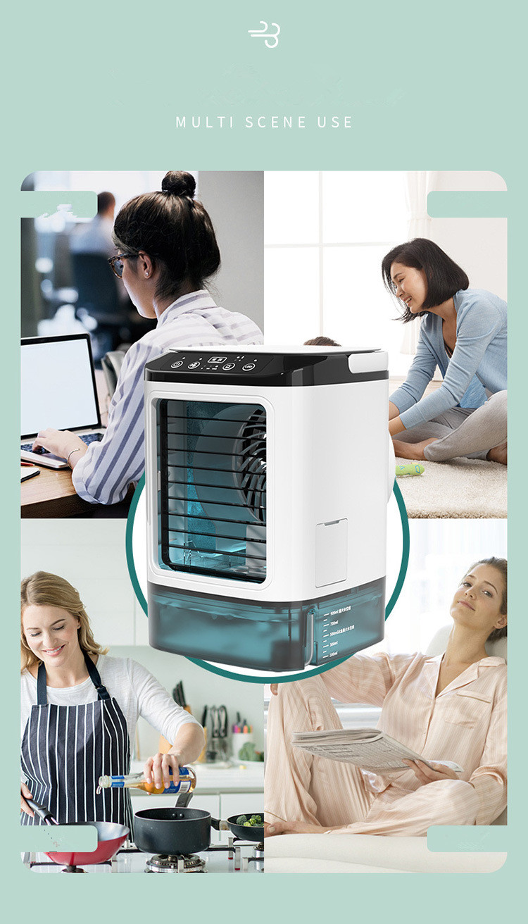 Mini Air Conditioner Desktop Air Cooler Water Cooling Dual Spray Ultrasonic Atomization Portable Humidification Fan Small Queit Air Cooling Fan For Ho