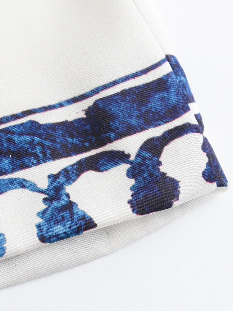 Two Piece Set For Women Outfit Spring Vintage Print Pant Sets Notched Lapel Shirt And Straight Leg Trousers Co Ord 240514