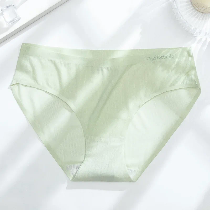 Womens Panties Ultra-thin Seamless Ice Silk Underwear For Ladies One Piece Waist Naked Anti-bacterial Pure Cotton Crotch Lady