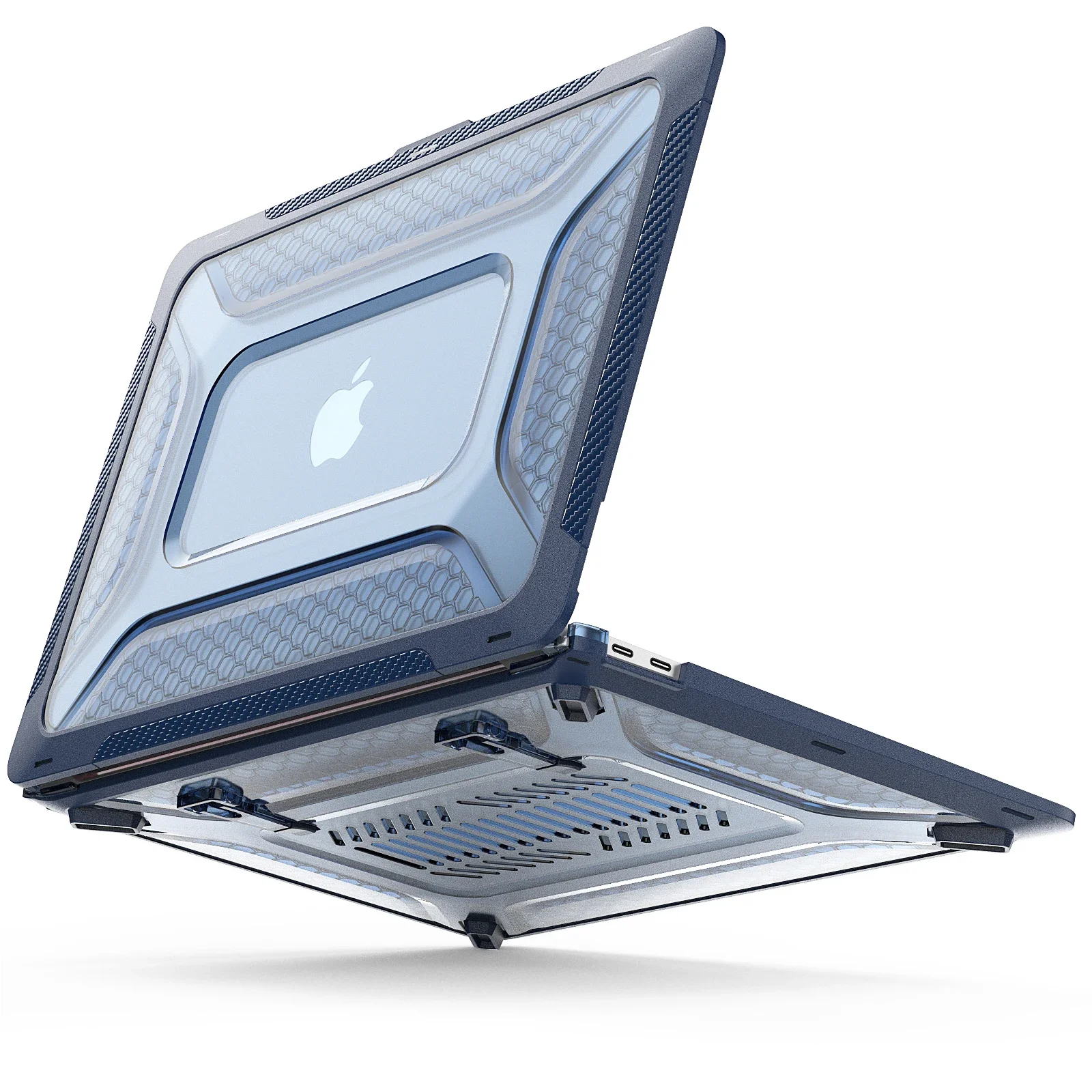 For Macbook Pro 13 inch Laptop Replace Protective Cases Mac Book M1 M2 13" Shockproof Fold Kickstand Cover Rugged Honeycomb Hard Shell with TPU B