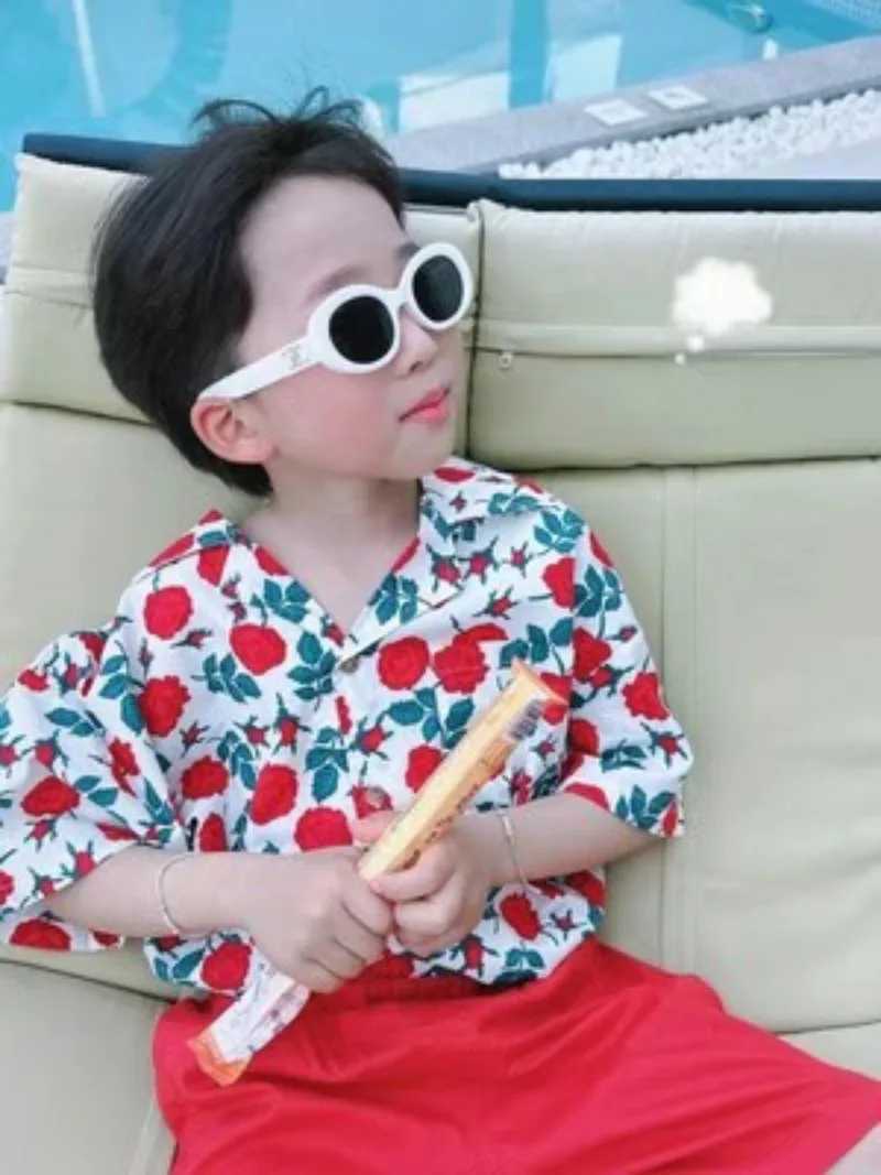 Clothing Sets 2-9T childrens and boys clothing floral pattern boy shirt+short 2-piece clothing boy summer party birthday handsome clothing WX