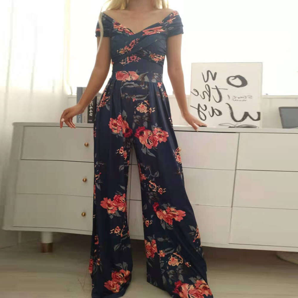 2024 Summer Women's Fashion, Elegance, Trendy Commuter Print Wide Leg jumpsuit F51736
