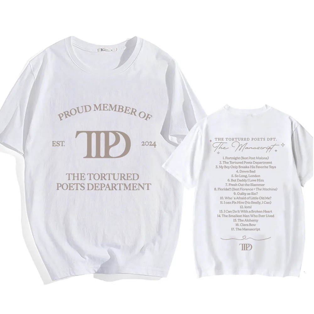 Album The Tortured Poets Department TTPD Tshirts High Quality Soft MenWomen Teeshirt Graphic Printing Hip Hop Cotton 240516