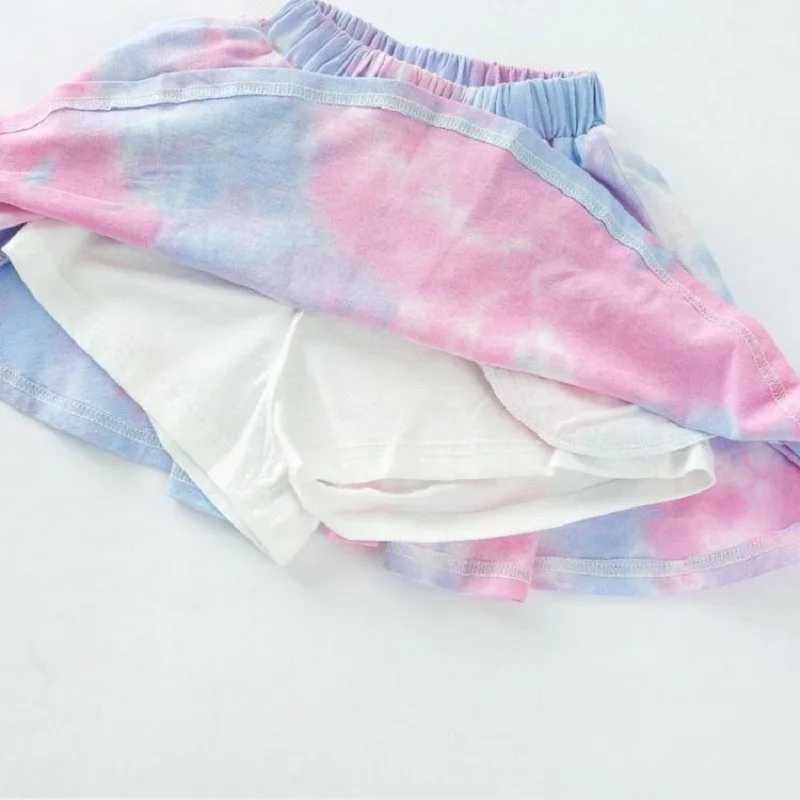 Clothing Sets Summer Girls Golf Tennis Clothing Set Childrens Tie Dye T-shirt and Skirt 2-piece Youth Top WX92415