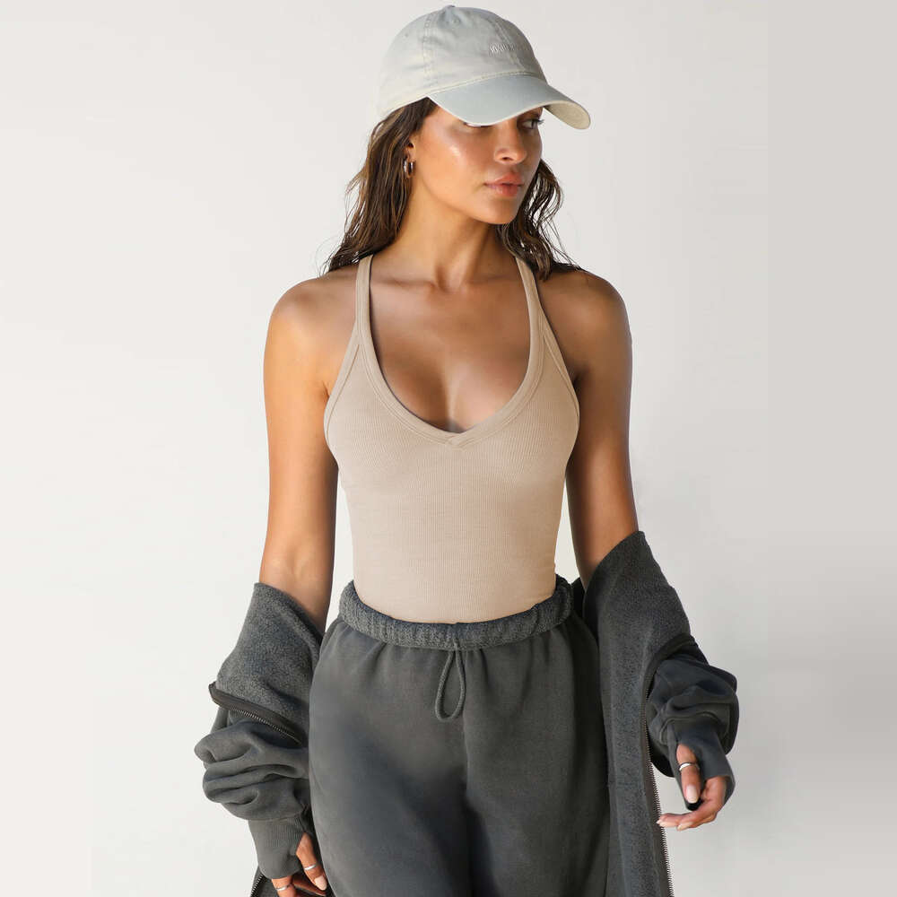 2024 Spring New Knitted Vest Women's Sexy Slim Fit Top Trendy Brand Underlay Shirt F51721