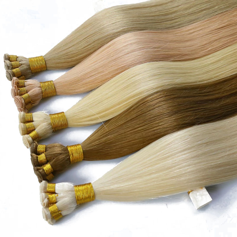 20inch Weft Human Hair Bundles Genius Hair Weft Straight Brazilian One Donor Double Drawn Natural Color 50G Piece Women Hair Weft 4pcs Lot