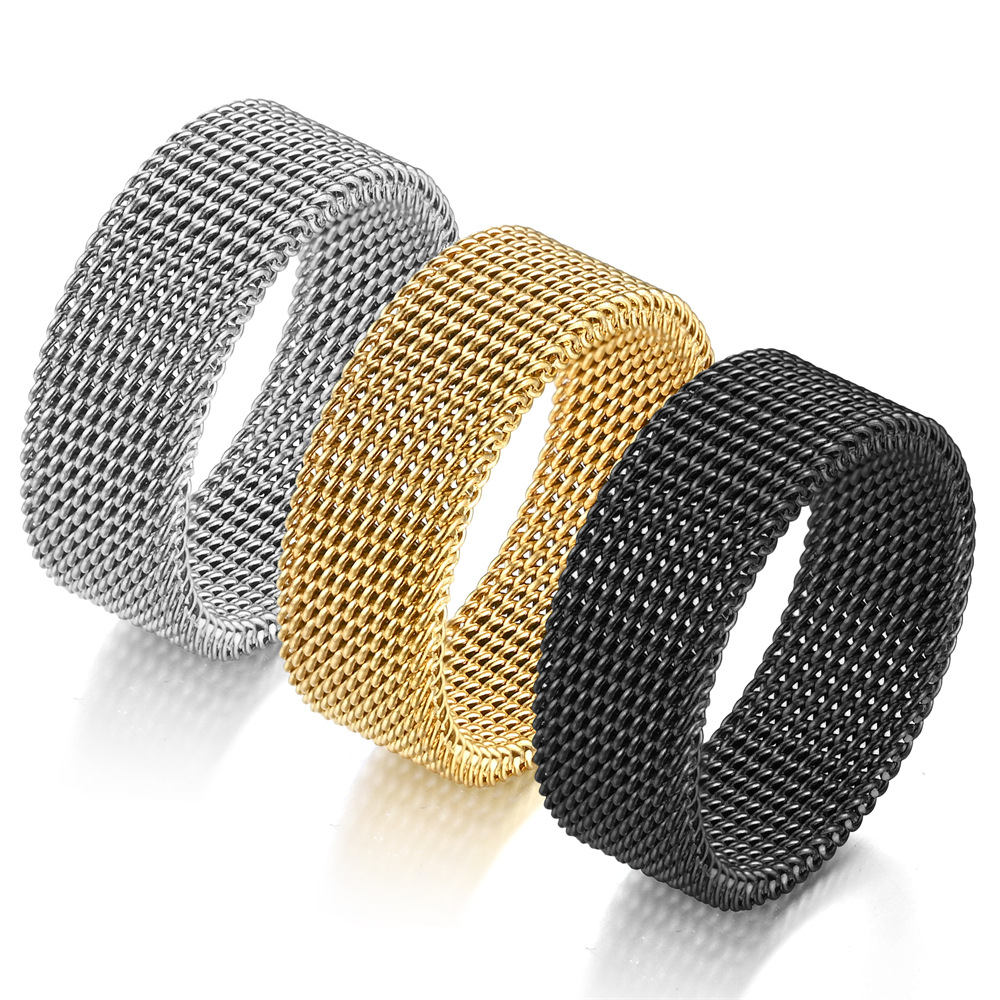 Rotatable Spin Chain Rings - Stainless Mesh Band, Charm Gold for Women, Men, Wedding, Gift, Fashion Jewelry dh5727163