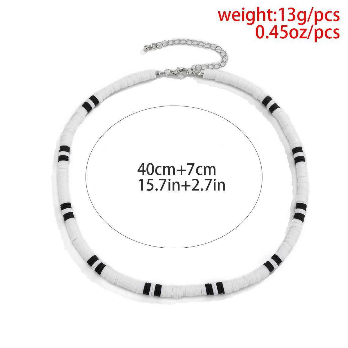 Pendant Necklaces IngeSight. Z White Black Soft Clay Bead Necklace Mens Simple Minimalist Necklace Jewelry Gifts J240516