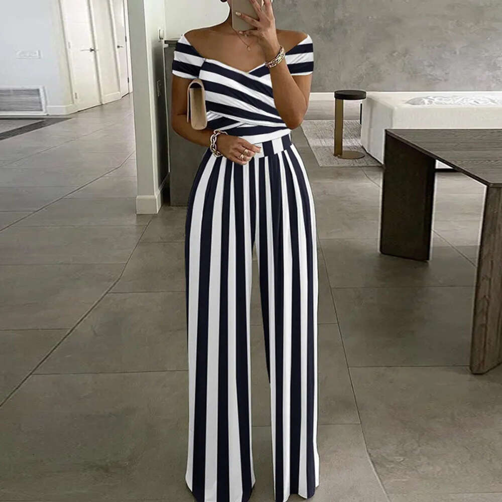 2024 Summer Women's Fashion, Elegance, Trendy Commuter Print Wide Leg jumpsuit F51736