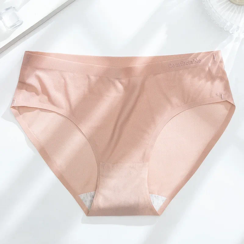 Womens Panties Ultra-thin Seamless Ice Silk Underwear For Ladies One Piece Waist Naked Anti-bacterial Pure Cotton Crotch Lady
