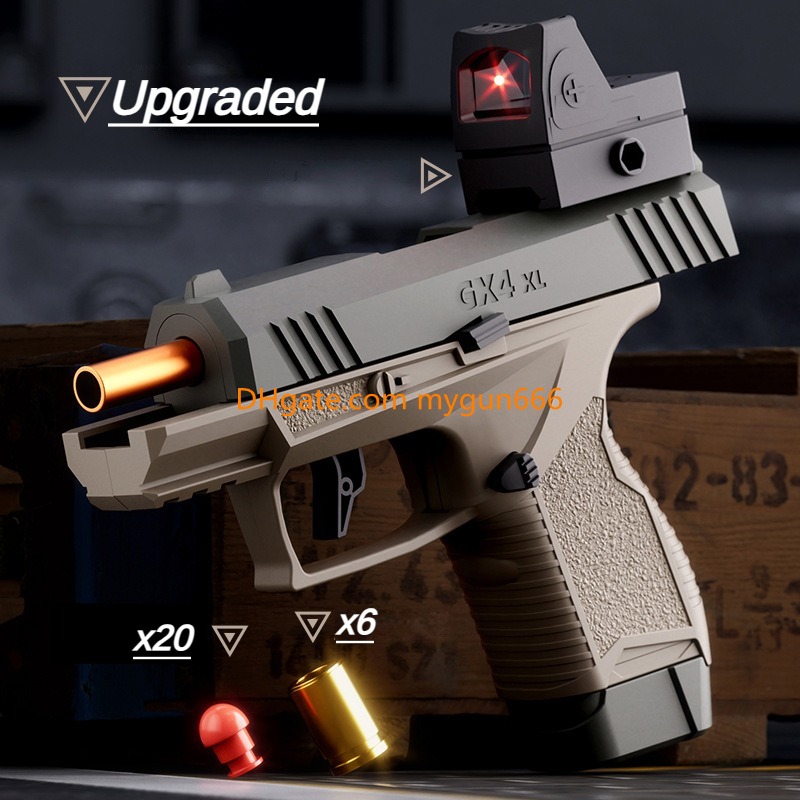 GX4 Soft Bullets Pistol Shell Ejection Small Size Toy Gun Manual Continuous Firing Blowback Launcher Outdoor Cs Pubg Game Prop With Scope Birthday Gifts For Boy