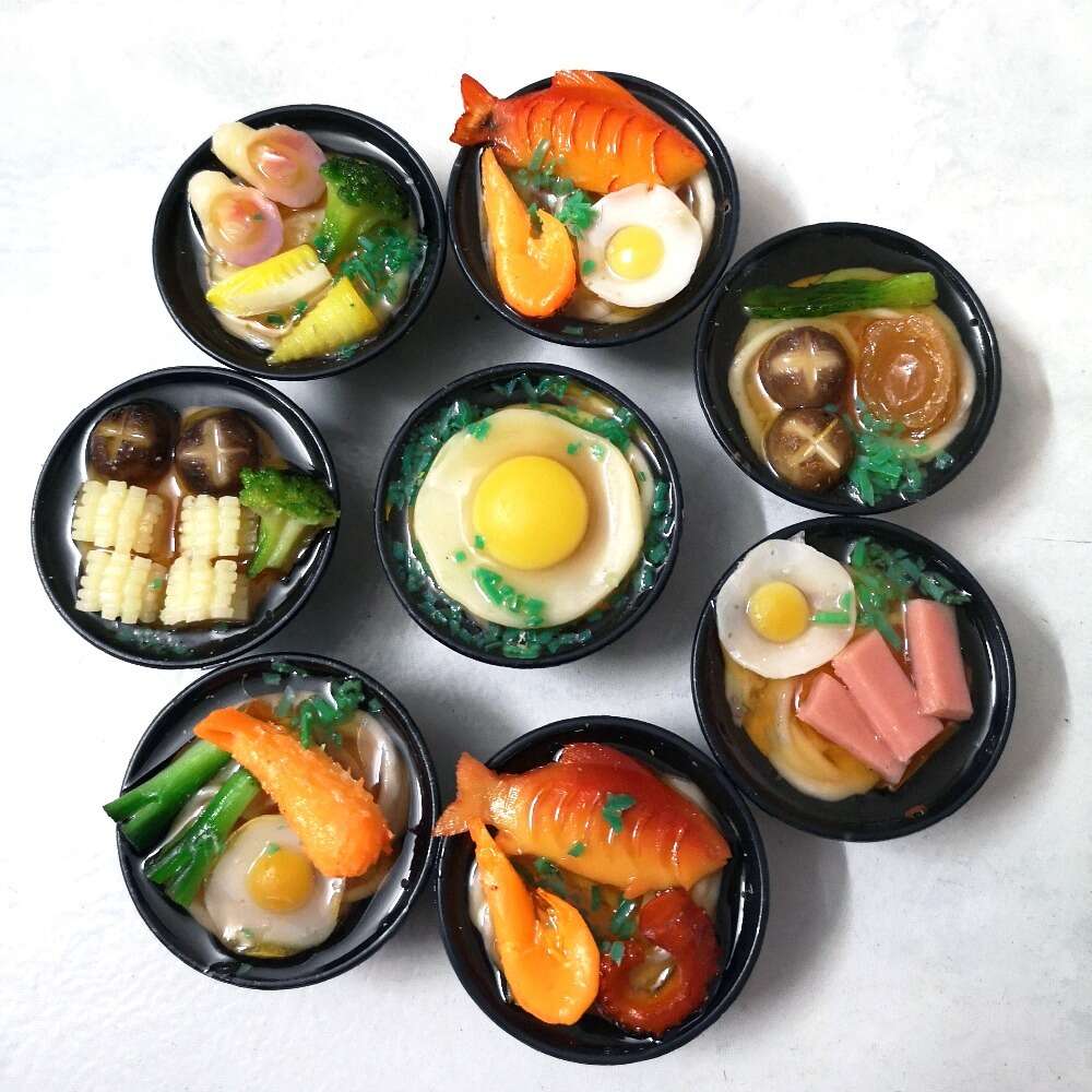 2PCS 1/6 Scale Miniature Japanese Seafood Noodles Pretend Food Doll house Kitchen s blyth bjd doll for children