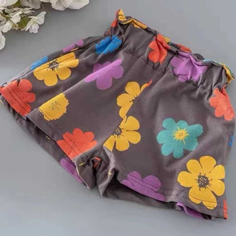 Clothing Sets Baby girl floral printed clothing set summer crew neckline T-shirt and shorts set childrens fashion top bottom 2-piece set WX