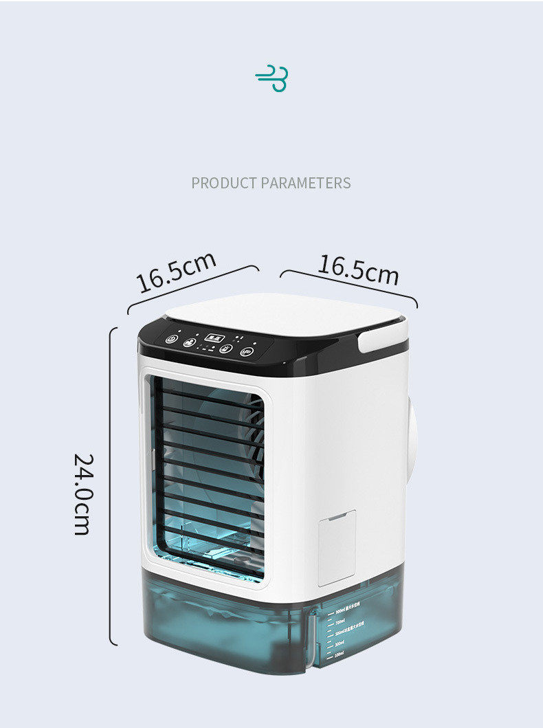 Mini Air Conditioner Desktop Air Cooler Water Cooling Dual Spray Ultrasonic Atomization Portable Humidification Fan Small Queit Air Cooling Fan For Ho