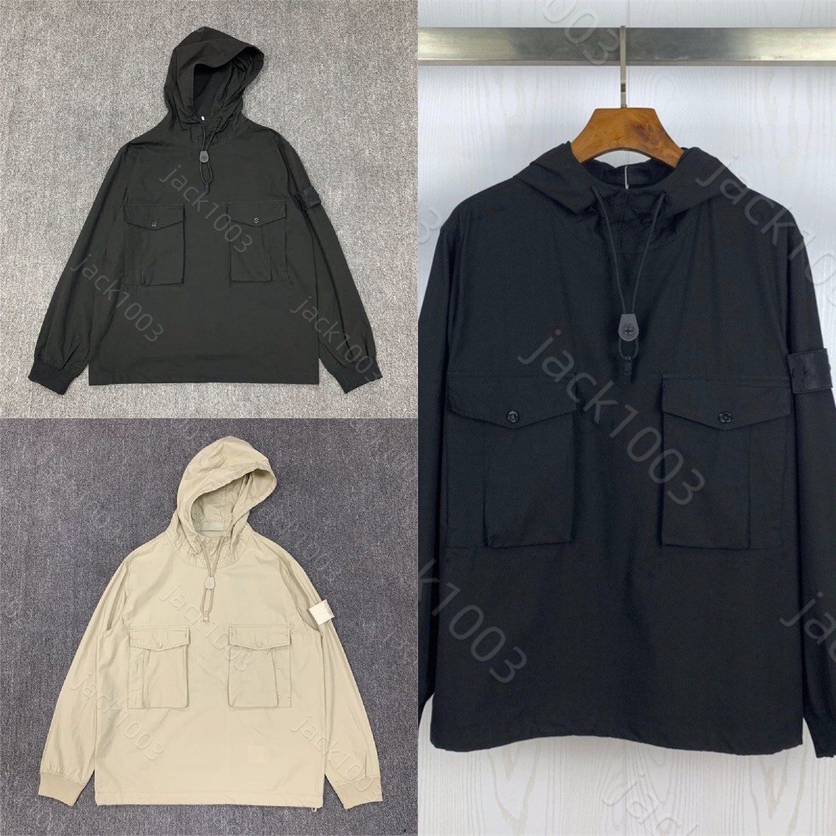 New Compass embroidery Badge Patched jackets coat Men Fashion Pocket Loose casual Hooded jacket Coat Hoodie Pullover Streetwear Mens Outerwear 05