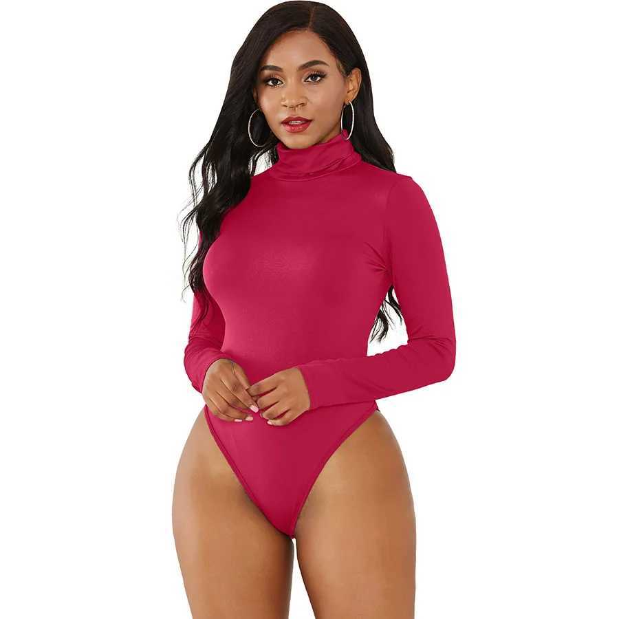 Women's Jumpsuits Rompers 11 color long Sleve tight fitting corset for womens winter and autumn solid turtle neck casual top in black and white Y
