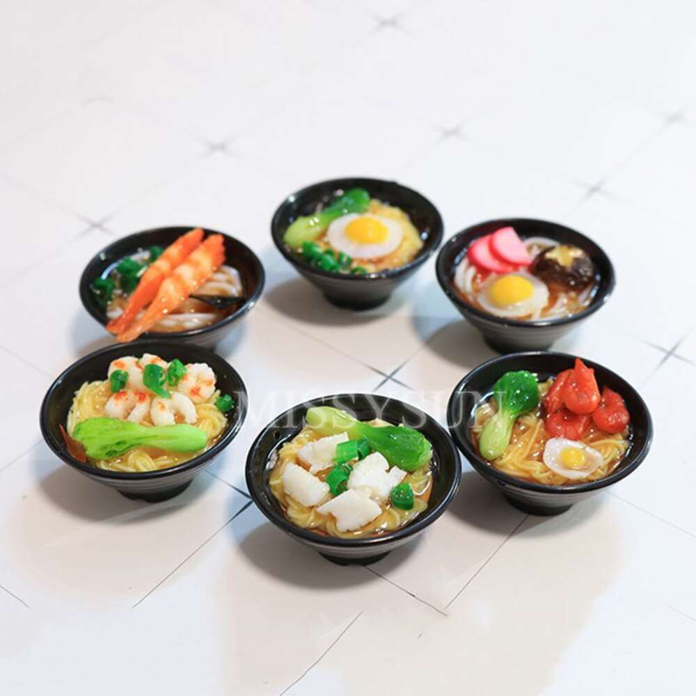2PCS 1/6 Scale Miniature Japanese Seafood Noodles Pretend Food Doll house Kitchen s blyth bjd doll for children