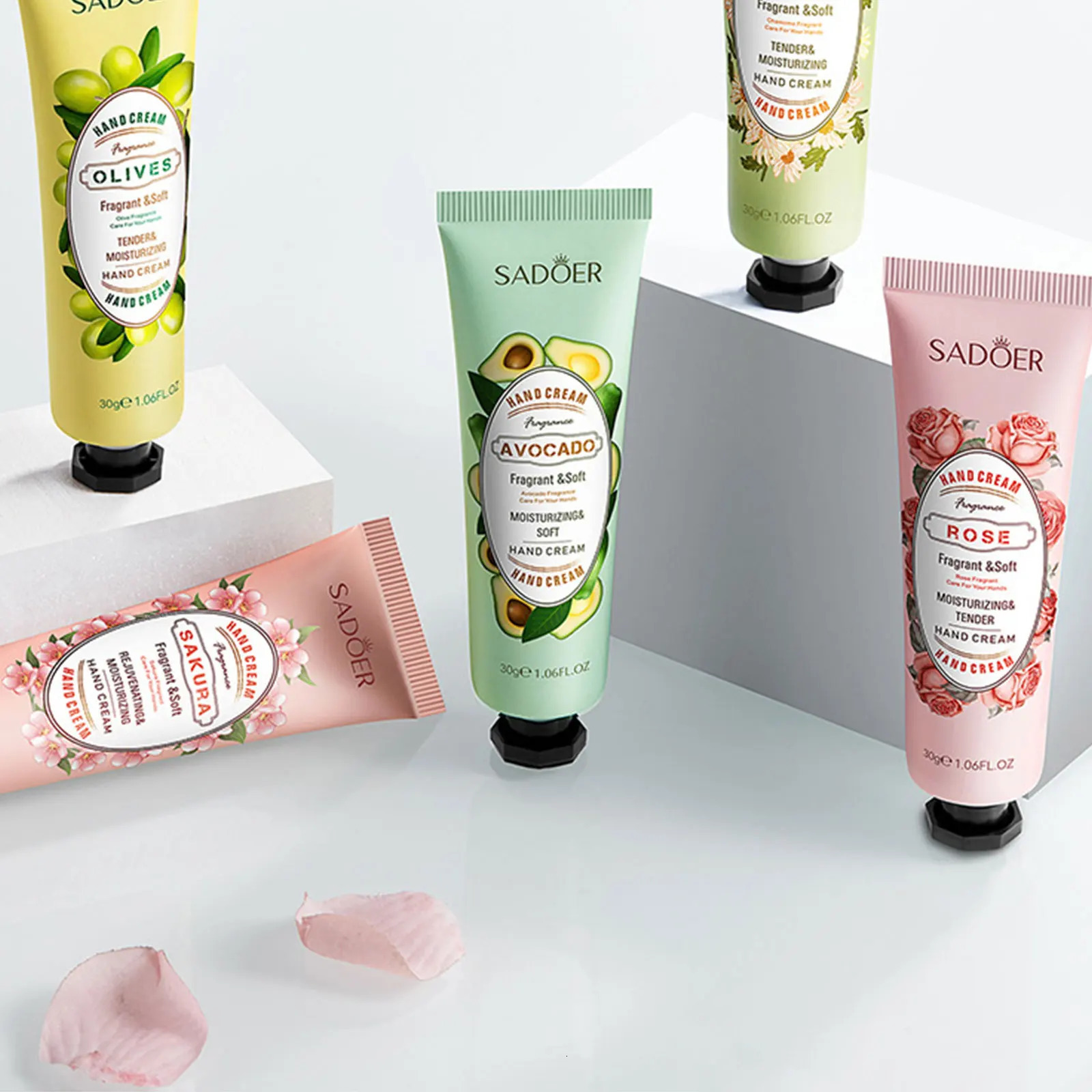 30g Plant Extract Hand Cream Moisturizing Hand Cream Anti-crack Hydrating Skin Care Rose Chamomile Sakura Olives Hand Cream 240517