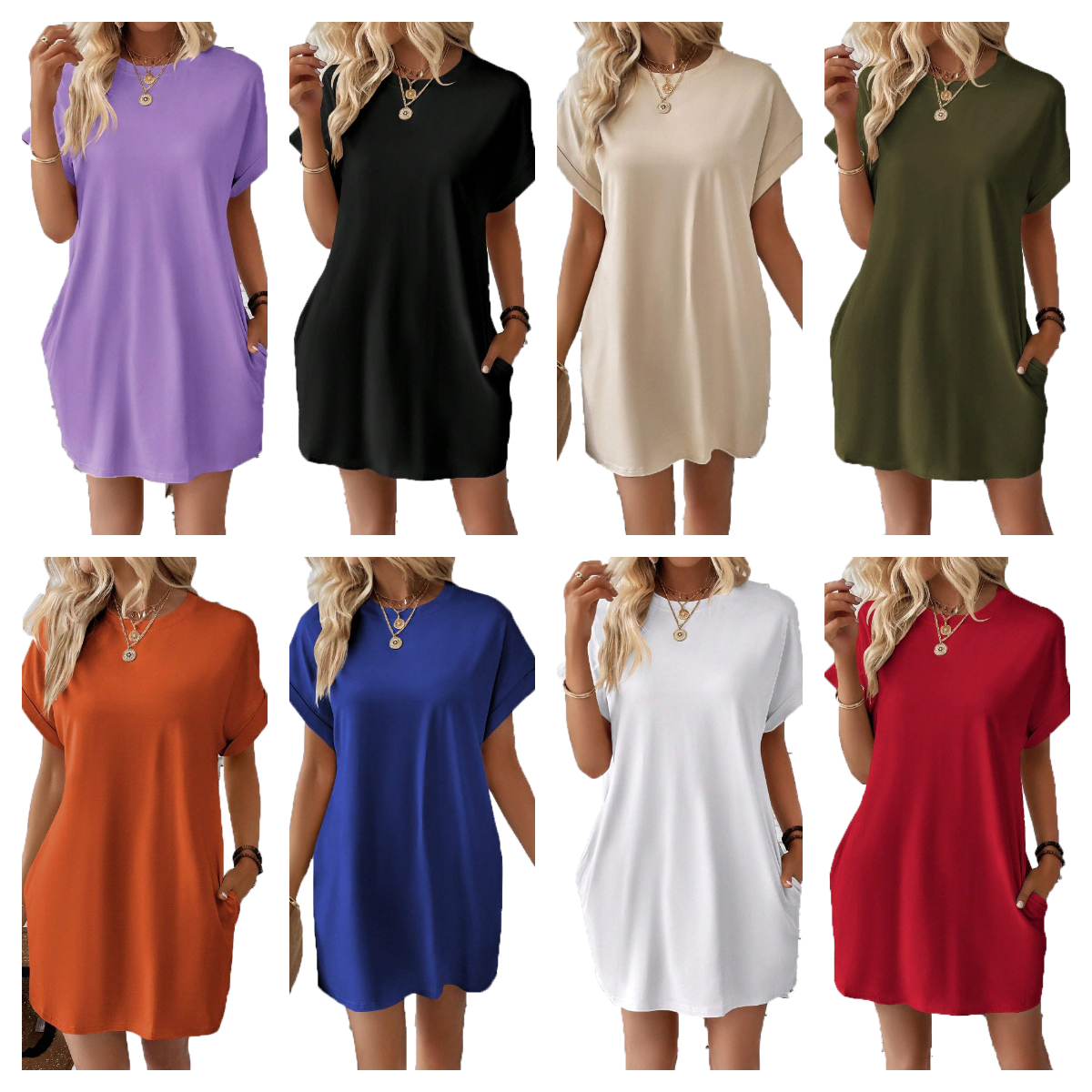 casual dresses women womens dress casual wear Solid color Above Knee A Line Pockets Natural Elegant Summer Vacation S 2XL dresses for woman vestidos V