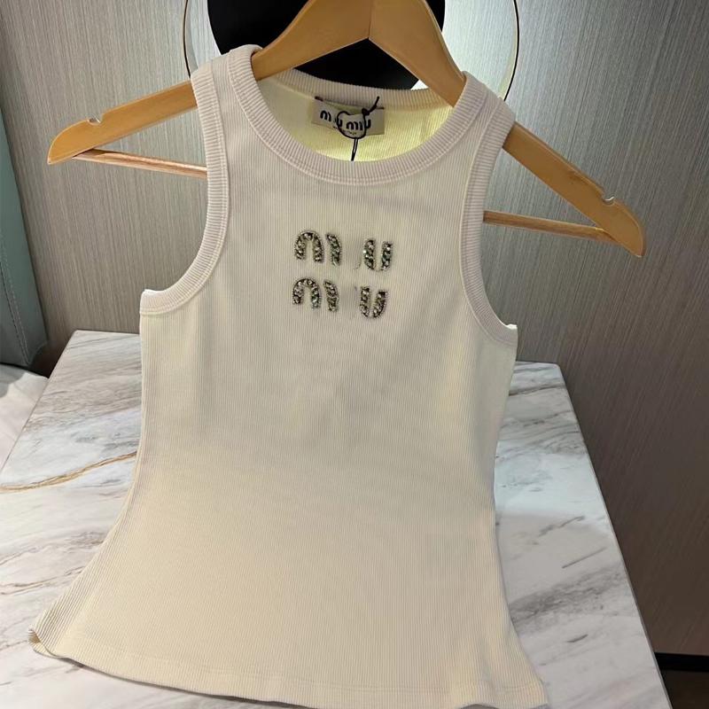 miulys miulys top Designer Top Fashion Rhinestone Tank Top Trendy Sexy High Quality miu shirt Sleeveless Luxury fashion classic trend designer afe