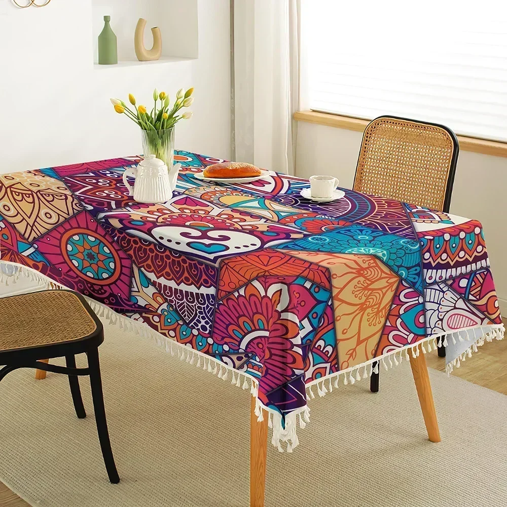 Tavolino In Cotone Stampa Tavolino Coiffeuse Favec Miroir Et Tabouret Nappe Ron…
