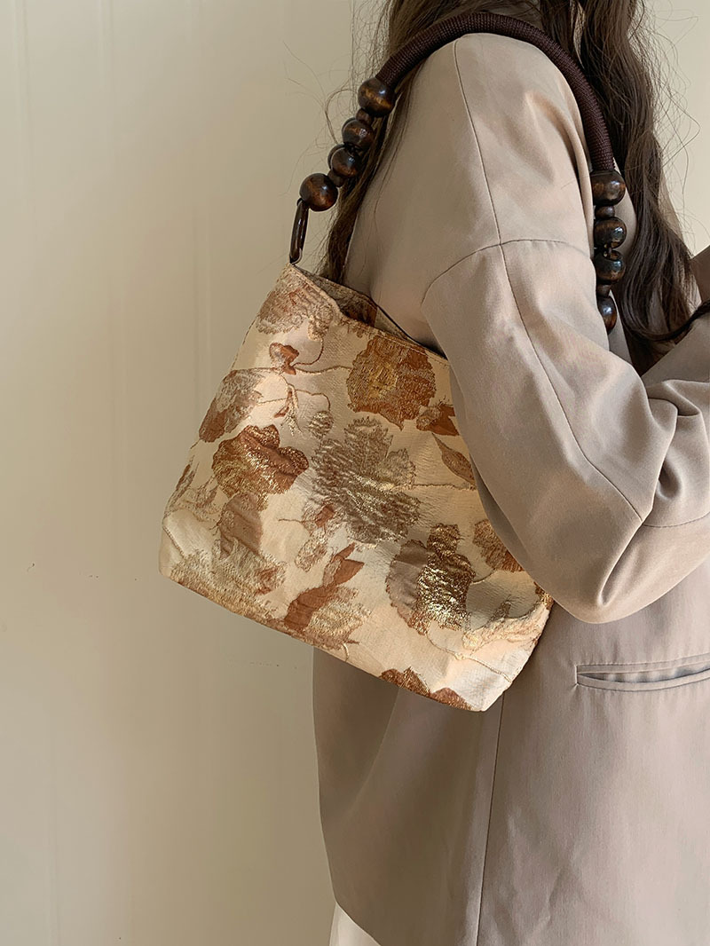 Designer bag women's bag vintage jacquard underarm bag women's chain shoulder bag large capacity bucket bag
