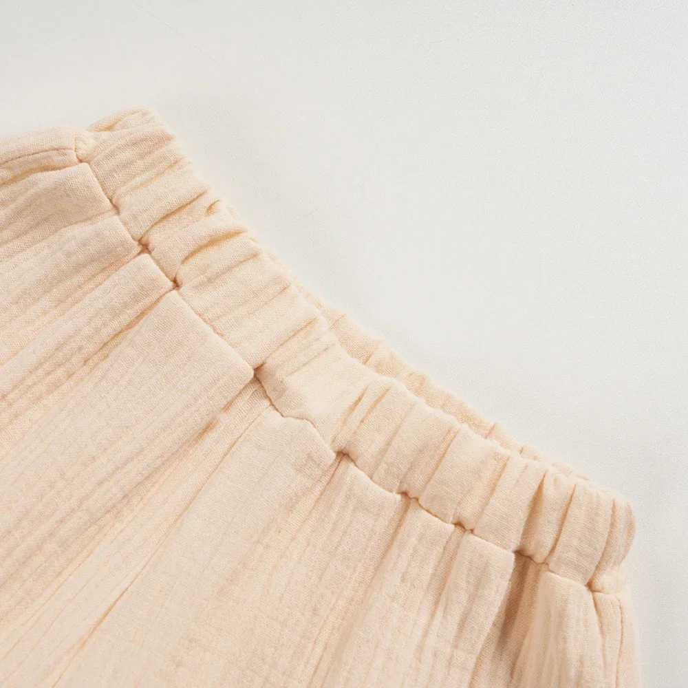 Clothing Sets Summer Girls Fine Cotton Top+Pants 2PCS Clothing Set Camissol Wide Legs Solid Casual Beach Soft Set WX