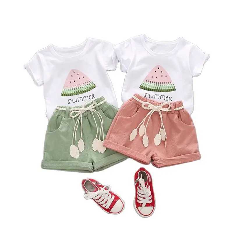 Clothing Sets Bibicola Summer Girls Clothing Set 2-piece Childrens Cotton Set Childrens Cartoon Set Short Sleeve Baby Clothing Set WX