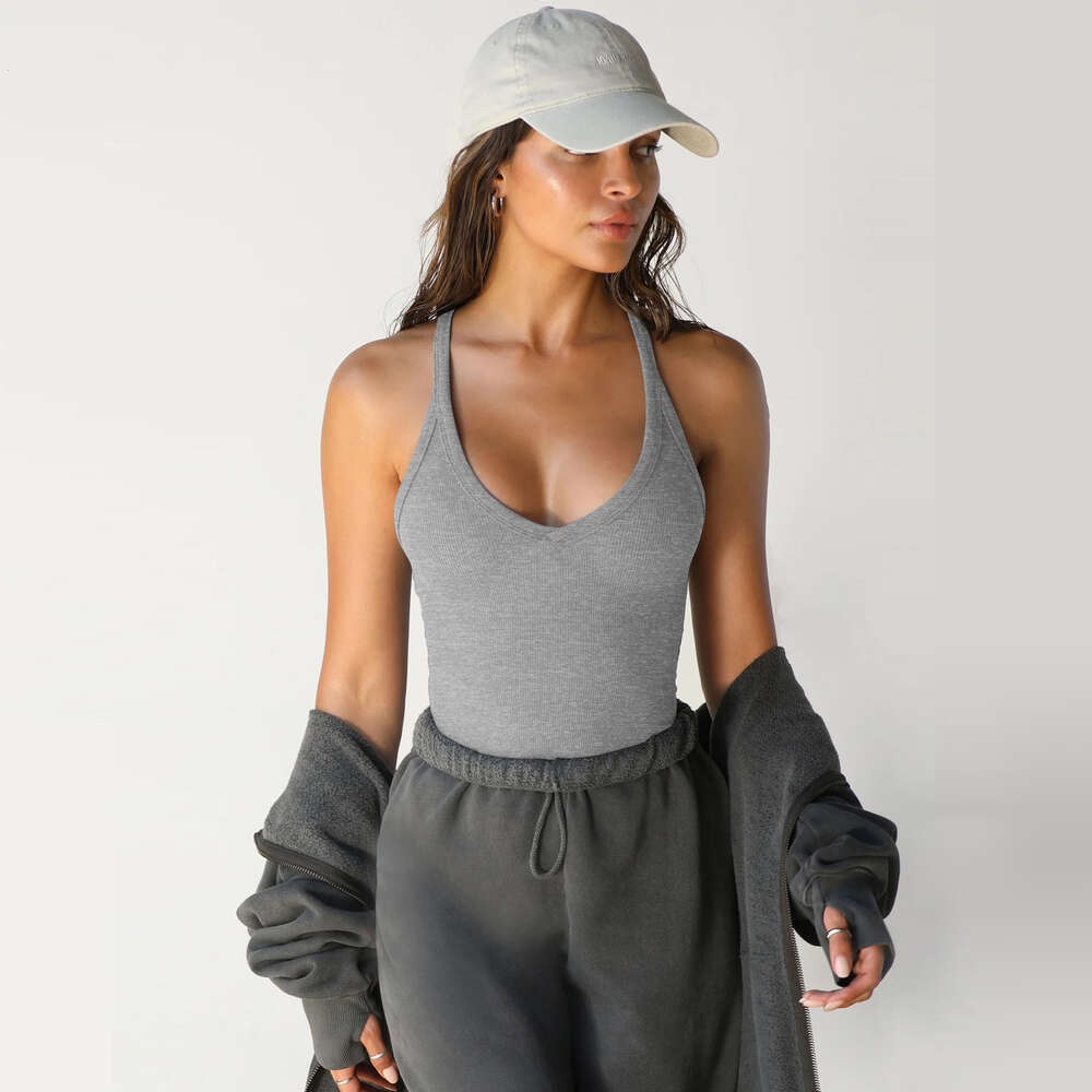 2024 Spring New Knitted Vest Women's Sexy Slim Fit Top Trendy Brand Underlay Shirt F51721