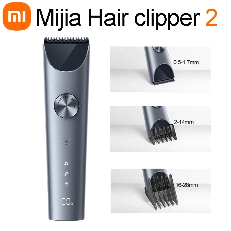 New XIAOMI MIJIA Hair Clipper 2 Men Hair Trimmer Professional Barber Cordless Clippers Titanium Alloy Blade IPX7 Haircut Machine