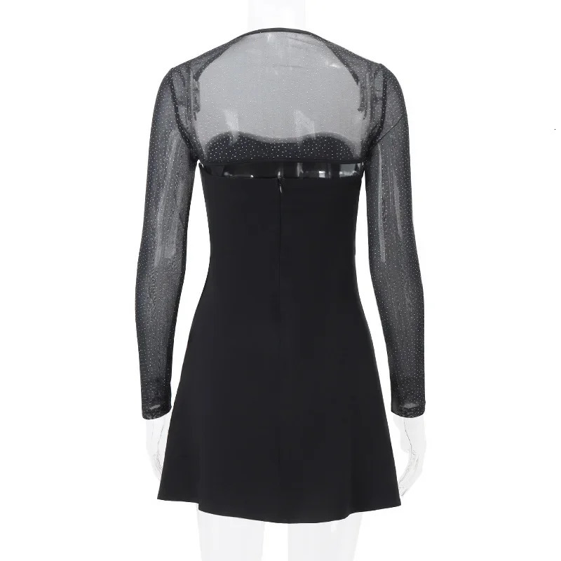 NEONBABIPINK Bow Tube Dress with Mesh Cardigan Girls Y2k Coquette Clothes Aesthetic Sexy Black 2 Piece Mini Sets N33CG20 240513