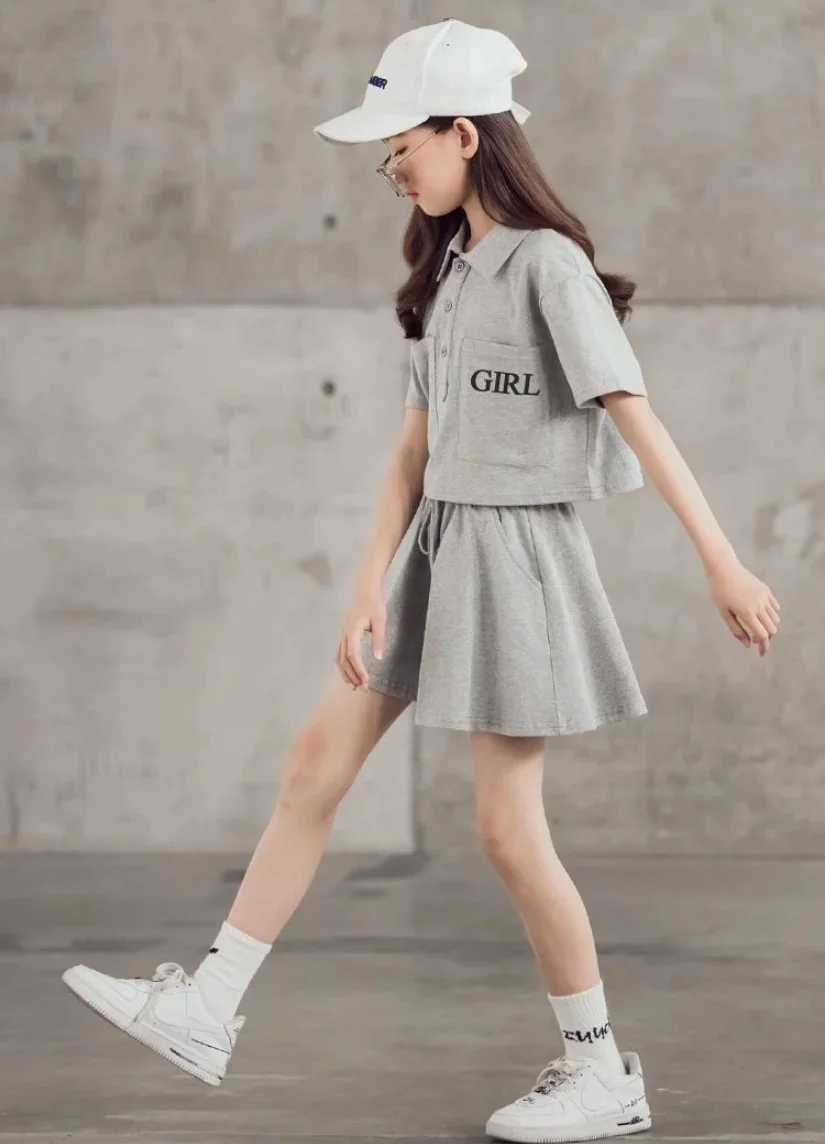 Clothing Sets 7 8 9 10 12 13 14 Year Old Girl Baby Clothing Set Summer Short sleeved T-shirt Top+Bottom Skirt 2-piece Clothing Set WX