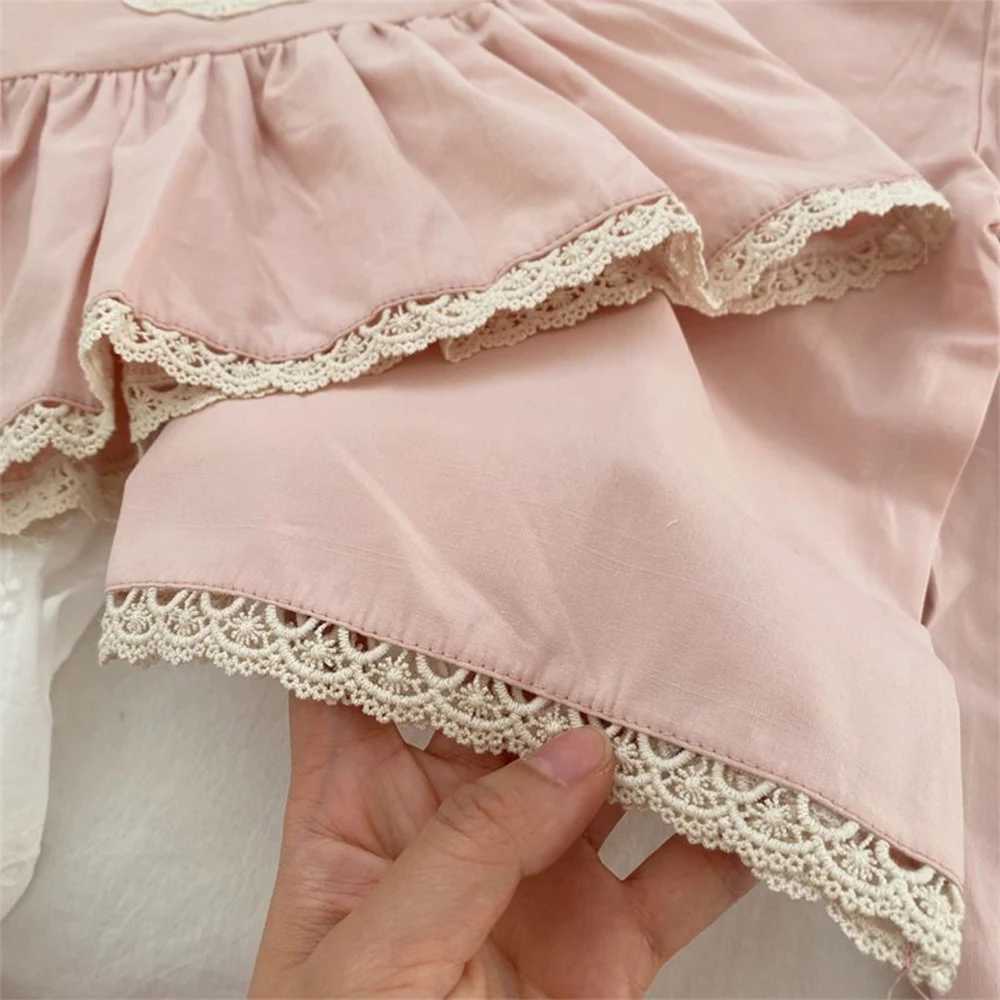 Clothing Sets Childrens clothing set 2023 summer new girl sweet pink lace set girl lace pleated sleeveless shirt+pants 2PCS childrens clothing WX
