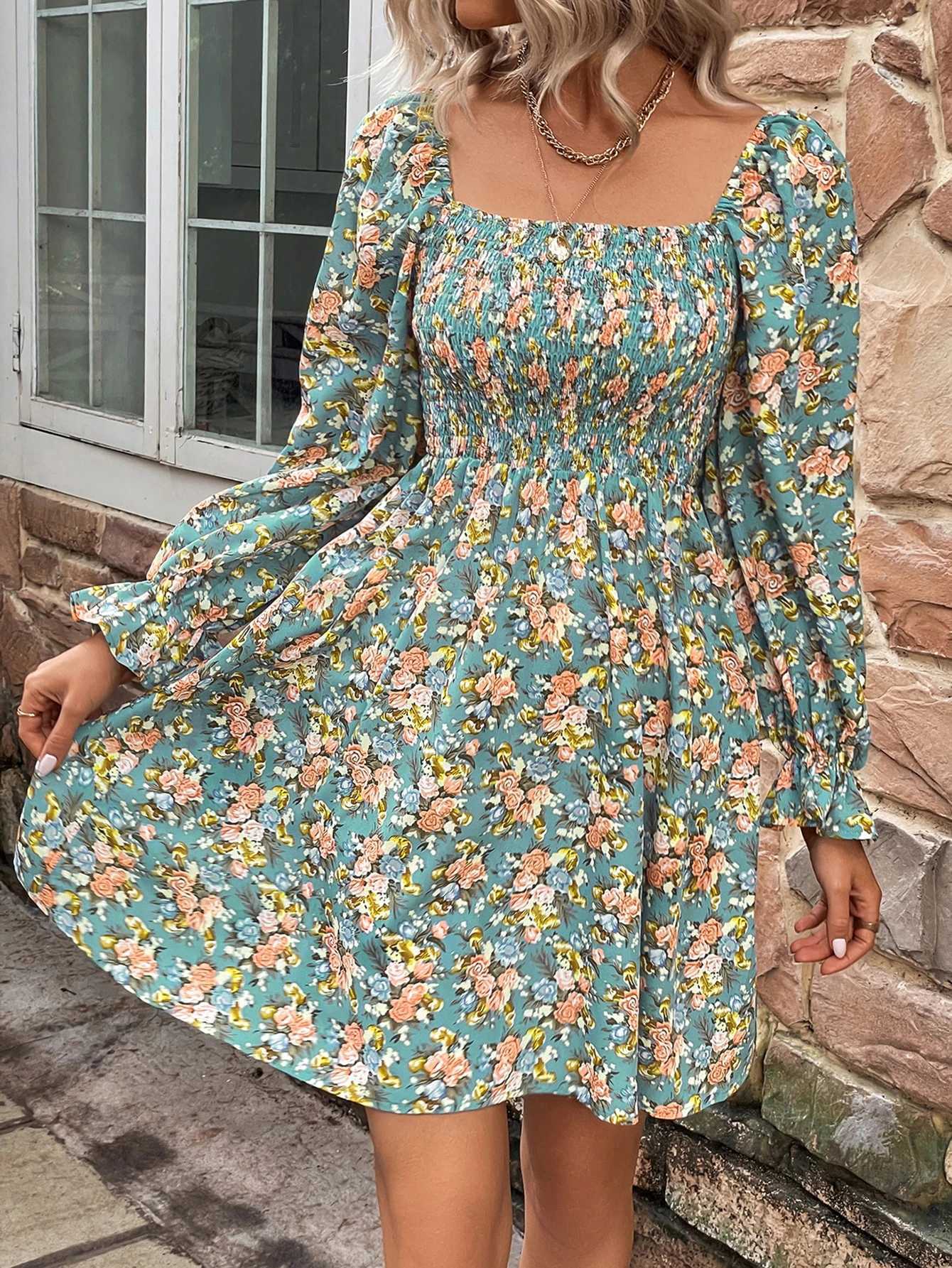 Basic Casual Dresses Fashion Womens Clothing Spring Summer Long Slve Bohemian Short Dress Female Beach Vacation Print Vintage Sexy Mini Dresses Y24051
