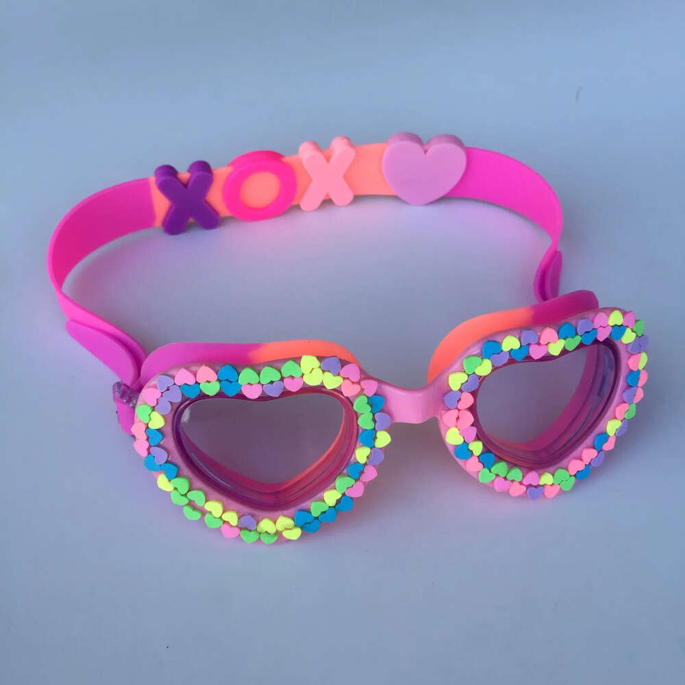 New lovely Waterproof Children's Swimming Goggles Candy Rainbow Heart UV Fogging Proof Swim Training Glasses For Children Kids