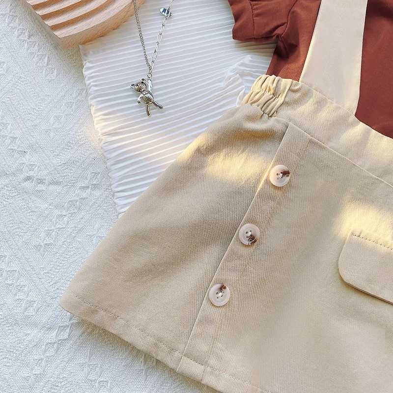 Clothing Sets 2-piece childrens set 2024 baby girl clothing cute summer short sleeved top+tight fitting clothing childrens girl clothing WX