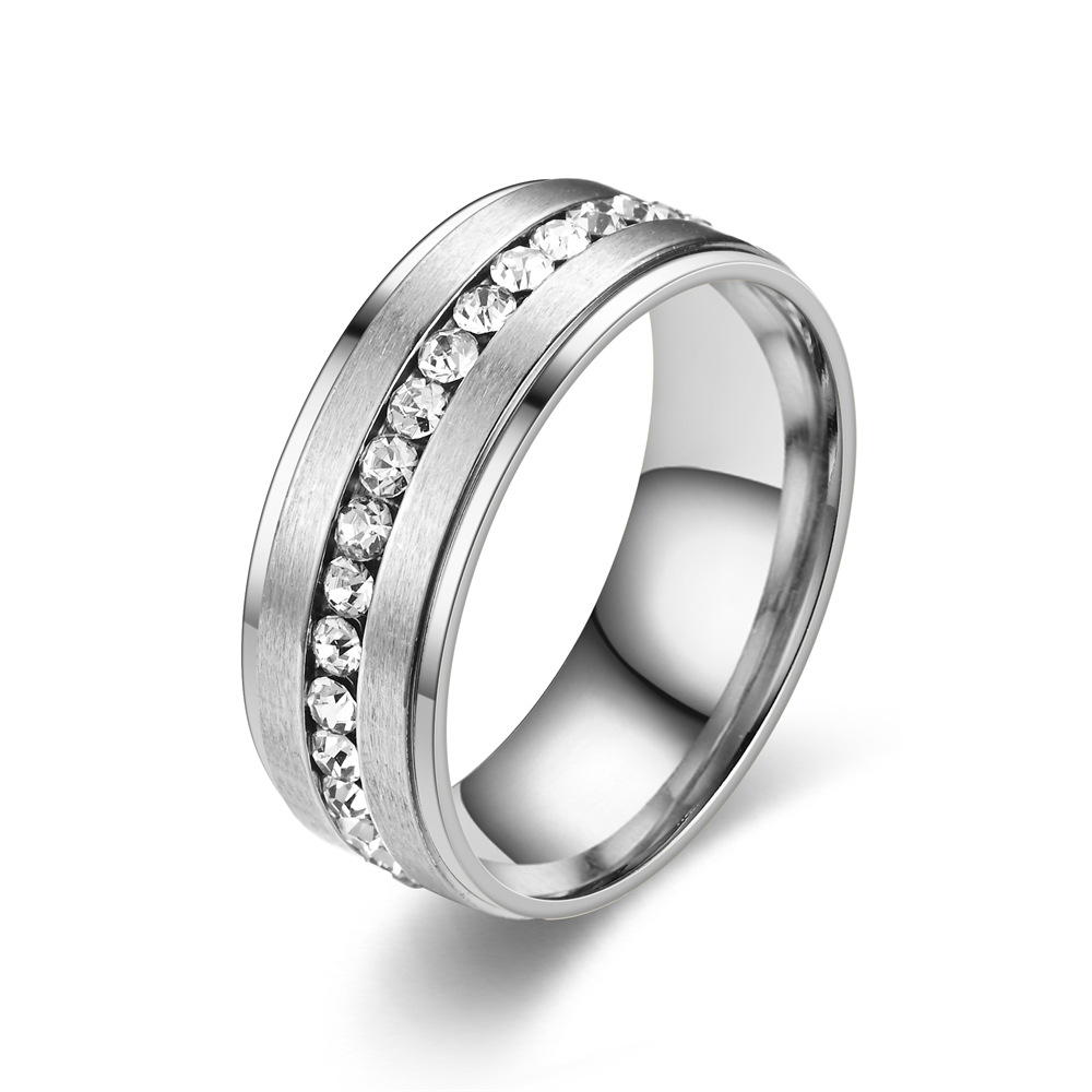 Cross-border Stainless Steel Ring Band Gold black Matte Diamond Mens Ring Charm Gift Fashion Fine Jewelry