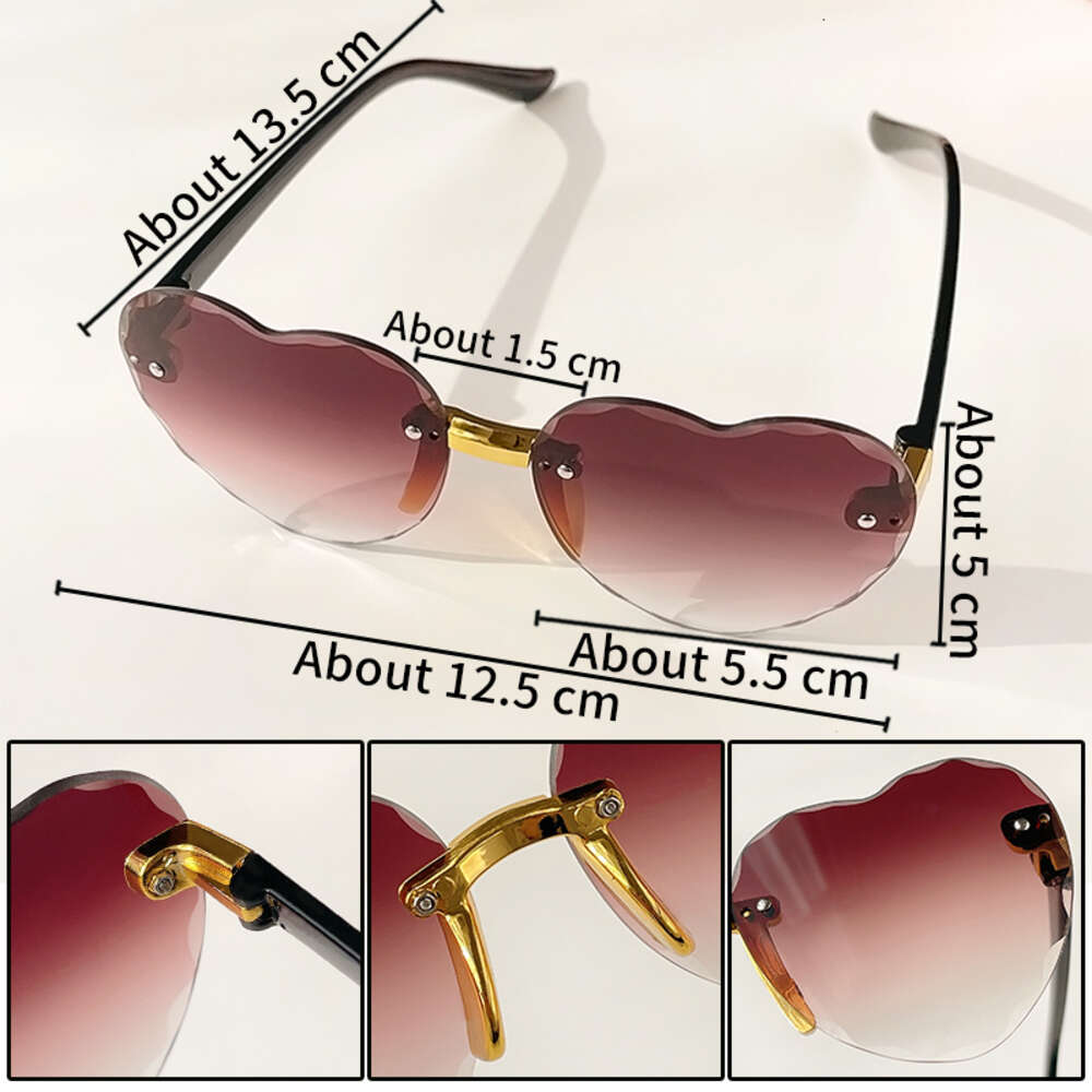 Children Cute Gradient Rimless Heart UV400 Sungalsses Girl Boy Fashion Sun Protection Sunglasses Kid Personality Street Shooting 847bc