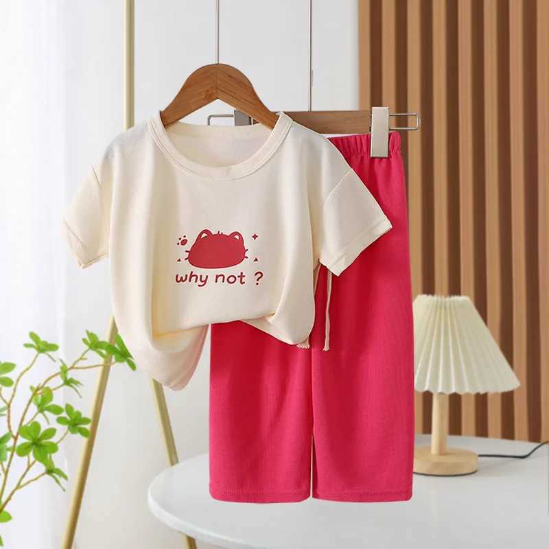 Clothing Sets New Spring and Summer Girls Clothing Set Letter Cartoon Frog Print Comfortable T-shirt+2PCS Pants Set Childrens Clothing WX