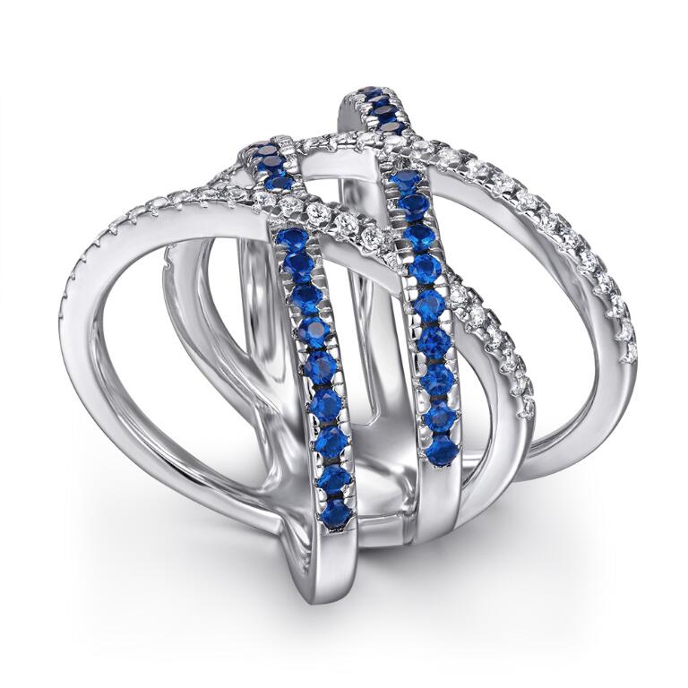 2024 Drop Ship Ins Wedding Rings Luxury Jewelry 925 Sterling Silver Bue Sapphire CZ Diamond Gemstones Party Eternity Women Engagement Cross Ring For L