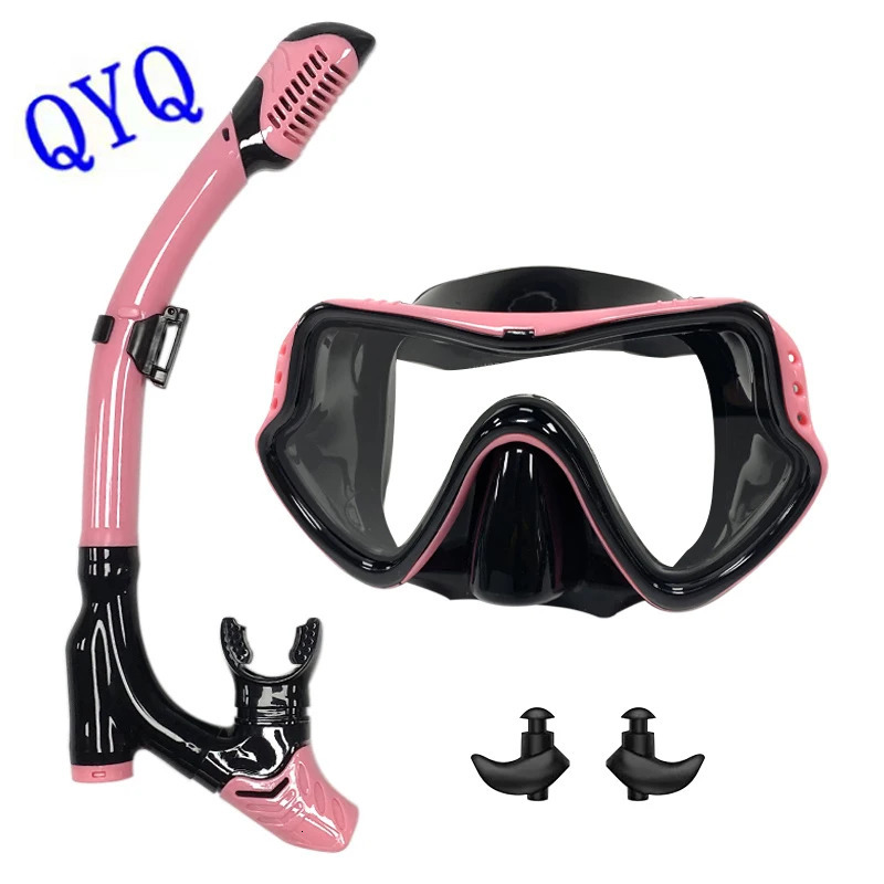 QYQ Diving mask Professional Snorkel Mask and Snorkels Goggles Glasses Swimming Easy Breath Tube Set 240506