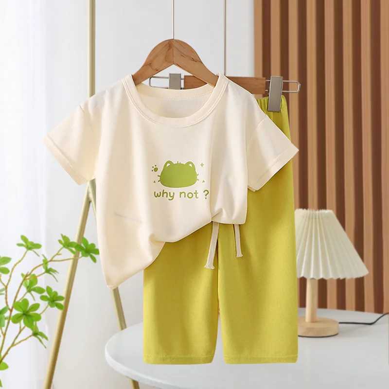 Clothing Sets New Spring and Summer Girls Clothing Set Letter Cartoon Frog Print Comfortable T-shirt+2PCS Pants Set Childrens Clothing WX