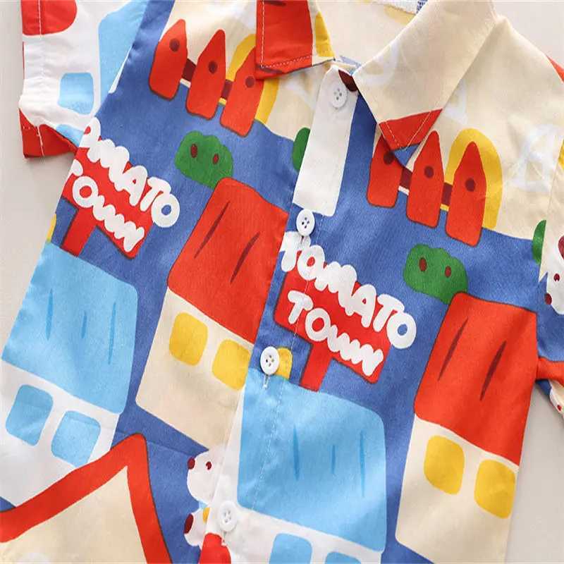 Clothing Sets Summer Childrens Baby Boys and Girls Colorful Printed Shirts and Short Childrens Fashion Clothing Childrens WX64514