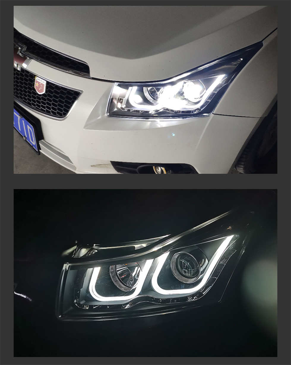 Headlight For Cruze 20 08-20 15 LED Head Lamp DRL Turn Signal Angel Eyes Daytime Light LED Projector Bifocal Lens