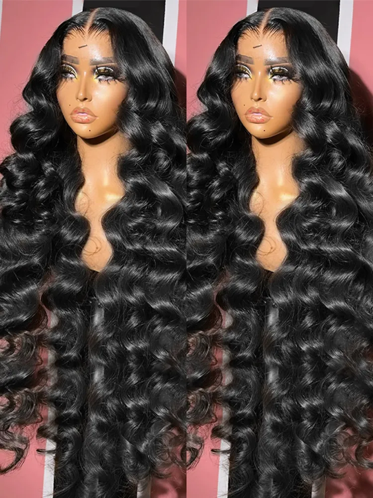 40 Inch Deep Wave 250% Lace Front Human Hair Wigs Brazilian 13x4 Lace Fronrtal Glueless Synthetic Black Wig For Women Wholesale