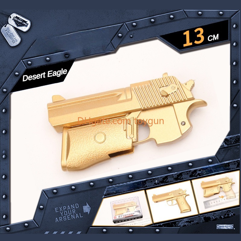 Desert Eagle Foldable Metal Toy Gun Soft Bullets Exquisite Model Portable Mini Look Real Collection Outdoor Cs Pubg Game Prop Fidgets Toy for Boys Adu