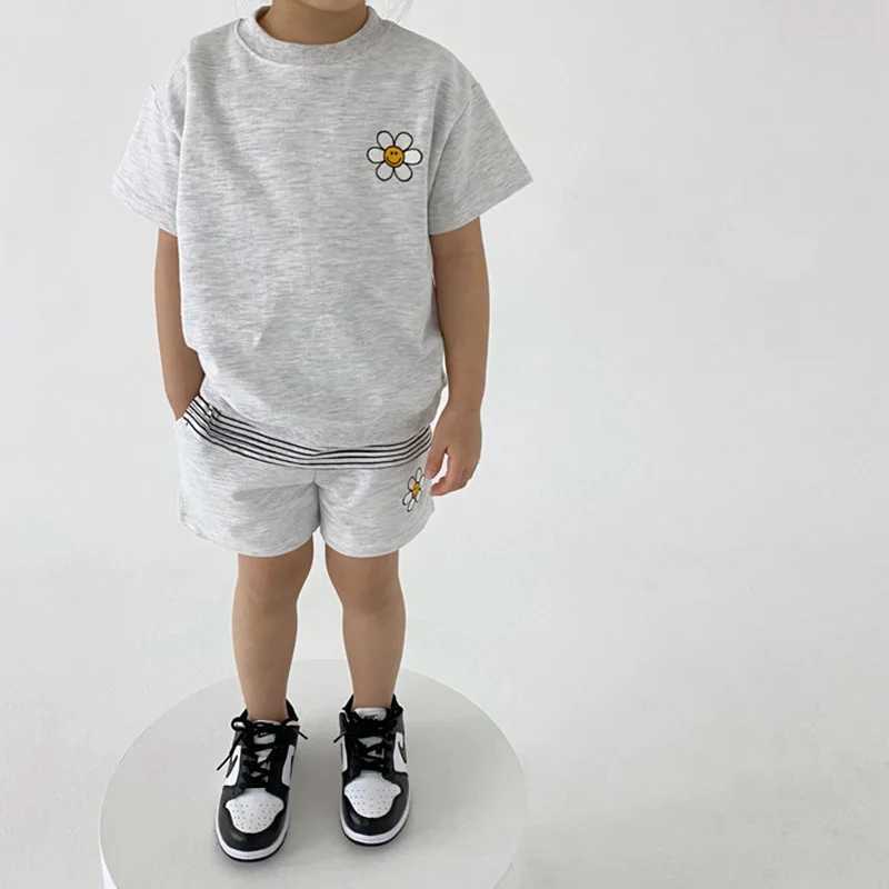 Clothing Sets Summer New Baby Boys and Girls Clothing Set Cartoon Printed Short sleeved Top+Childrens Cotton Casual Shorts 2-piece Set WX