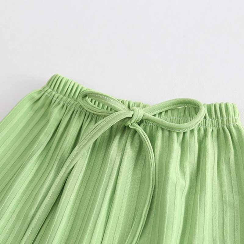 Clothing Sets Summer baby girl clothing set childrens flip collar ice silk T-shirt and pants 2-piece set childrens casual top WX