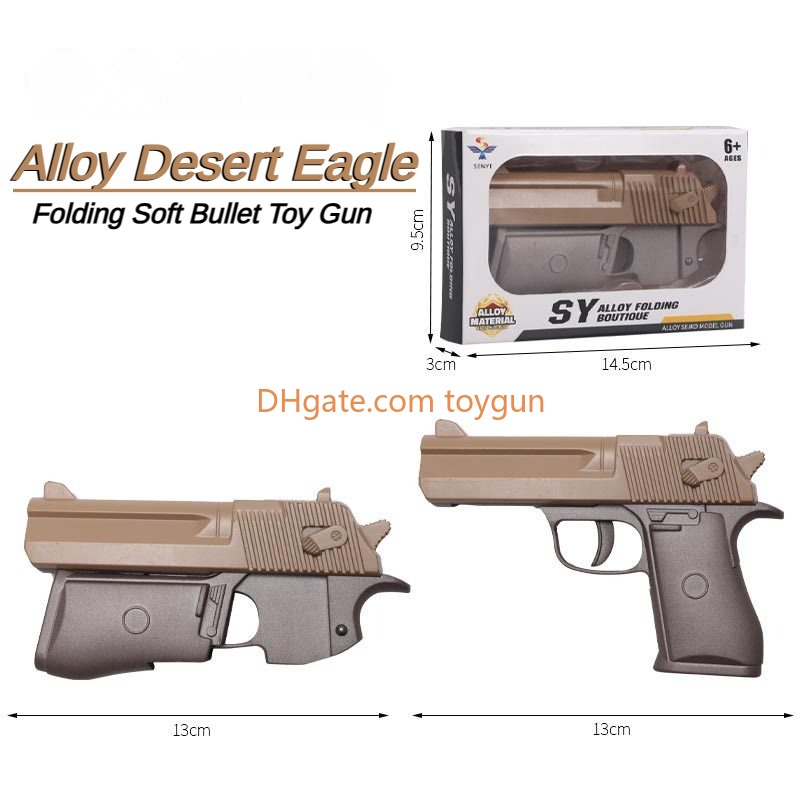 Desert Eagle Foldable Metal Toy Gun Soft Bullets Exquisite Model Portable Mini Look Real Collection Outdoor Cs Pubg Game Prop Fidgets Toy for Boys Adu