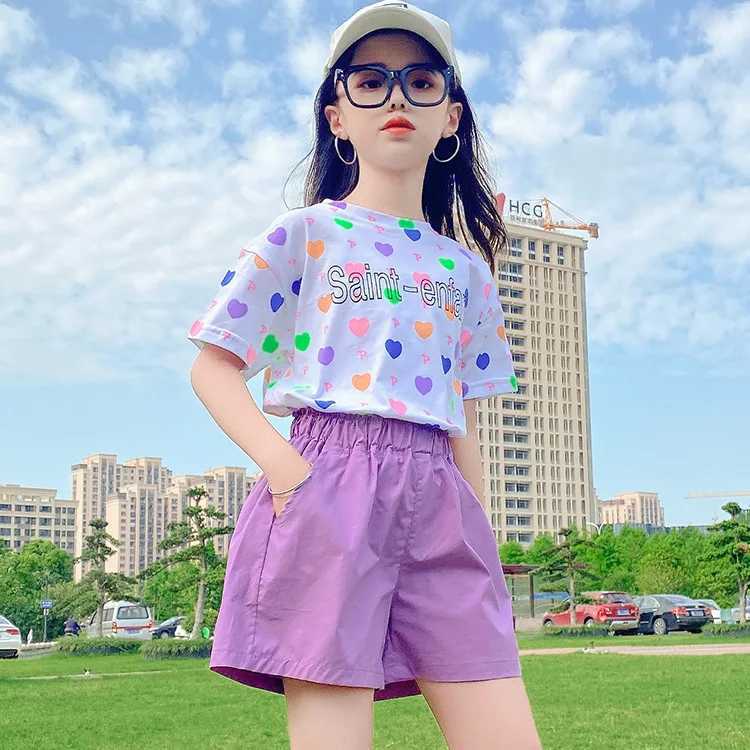 Clothing Sets Womens 2-piece summer short sleeved shorts 2024 casual outerwear childrens set new childrens clothing WX